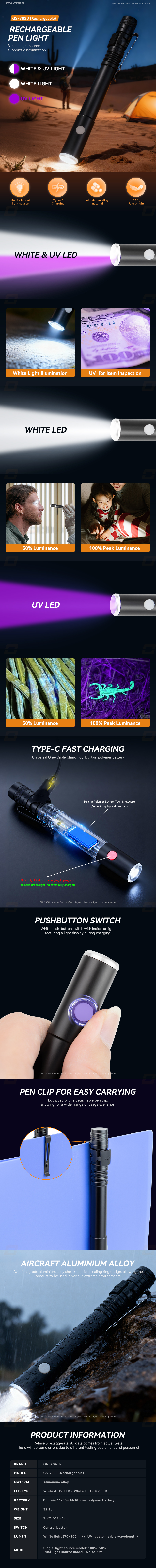 led portable uv penlight