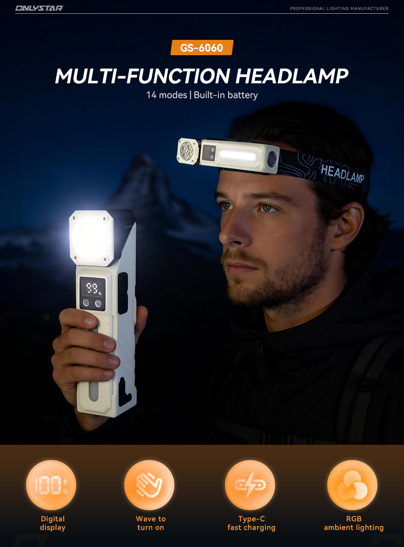multi functional head flashlight