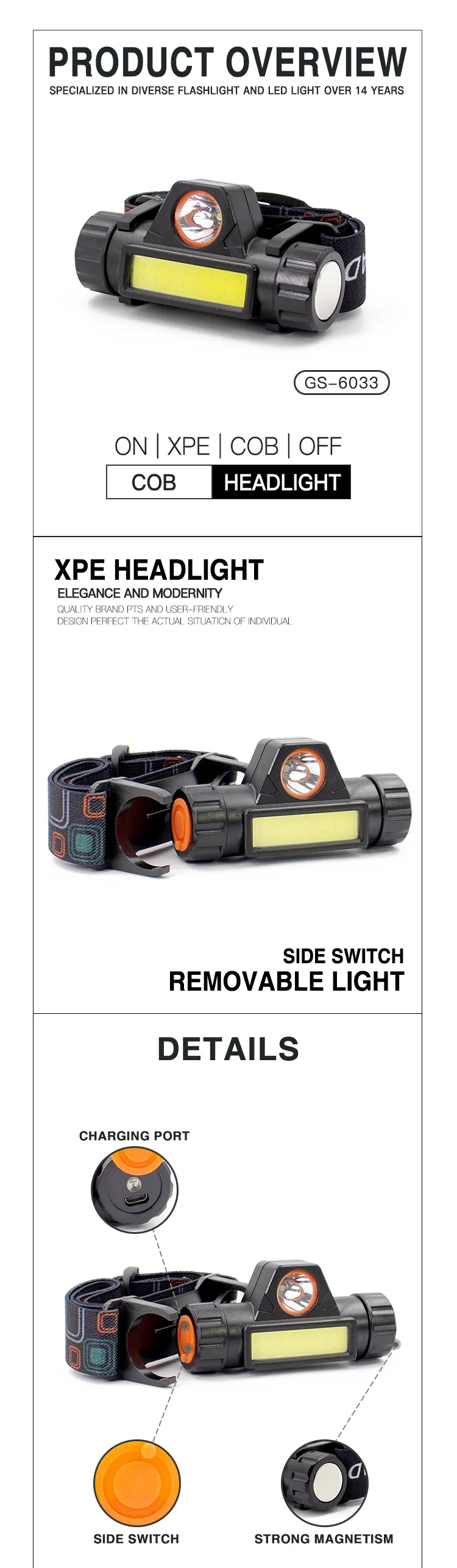 LED Rechargeable Headlamp torch