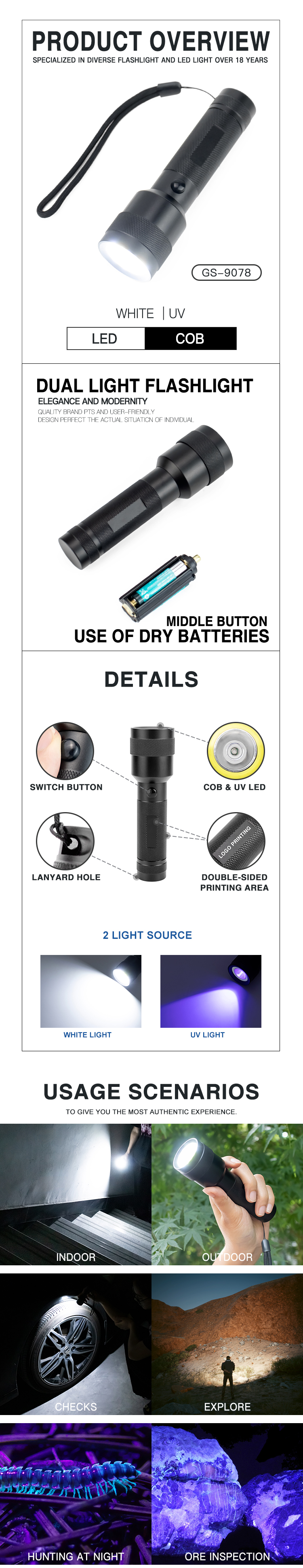 UV hand led flashlight