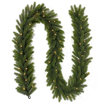 Artificial Full PE Green Christmas Garland with Warm White Led Light for Home Party Festival  Decoration