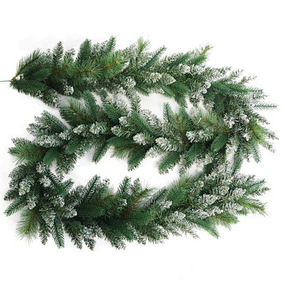 270 CM Artificial Flock Snow PVC Pine Christmas Garland for Home Party Festive Decoration