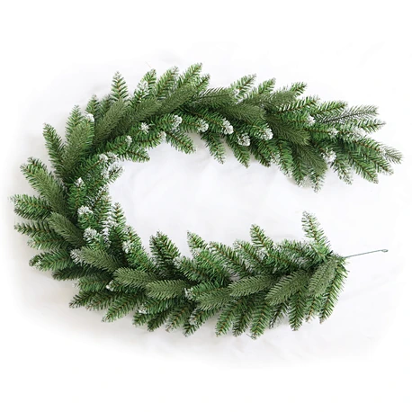 270CM 180 Tips PVC 40 Tips PE PVC Mixed Flocked Snowy Green Christmas Garland