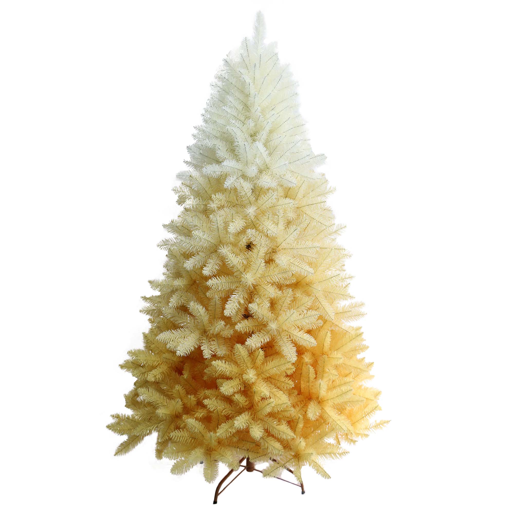 Elevate your holiday decor with the Trendy Tree Ombre Gold-White Artificial Christmas Tree. This full-bodied tree features a gradient gold-to-white finish, lush PVC needles, and a sturdy metal stand. Perfect for home, office, and Christmas party displays.