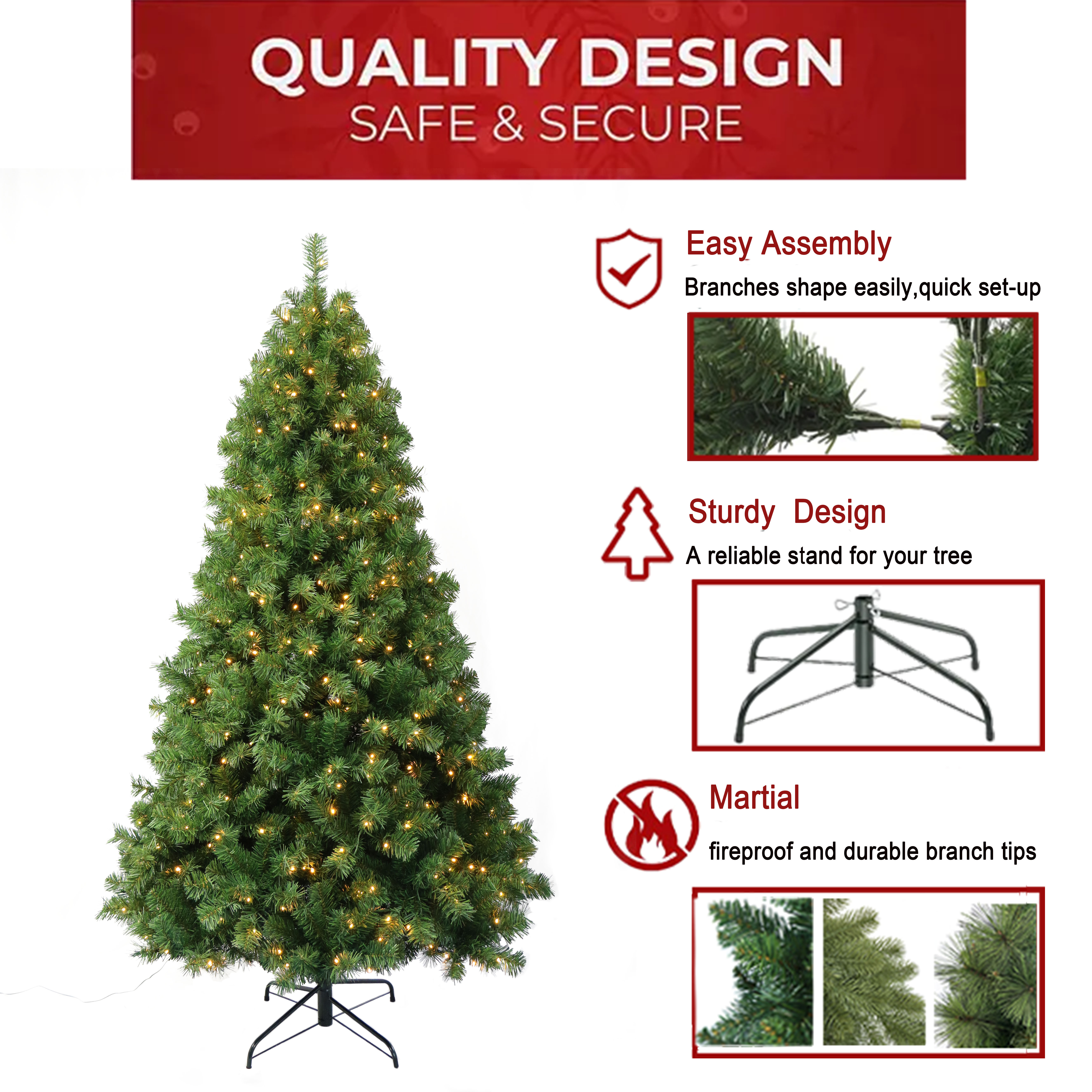 Unsere künstlichen Weihnachtsbäume bestehen aus hochwertigem Material und sind daher genauso langlebig und langlebig wie echte Weihnachtsbäume.