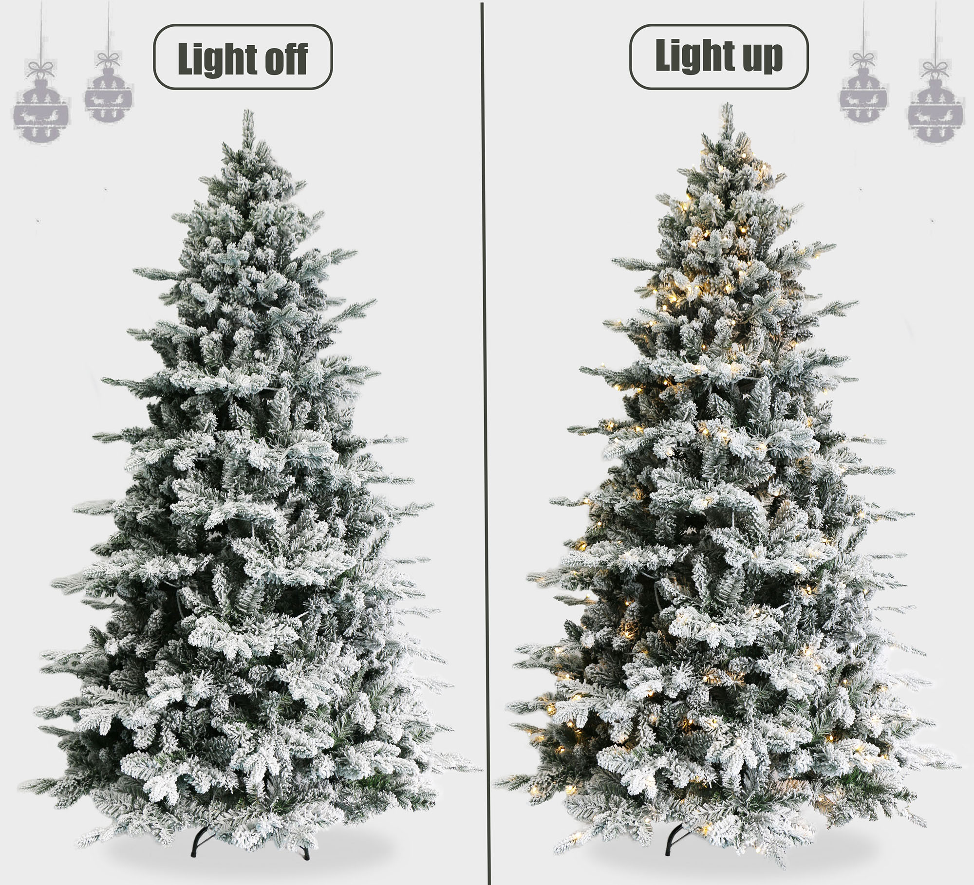 Kaufen Sie Trendy Tree 6,5 Fuß beflockter Weihnachtsbaum TCH43260-670L. Realistischer PVC/PE-Klappbaum mit warmen LED-Lichtern. Hochwertige Weihnachtsdekoration. OEM/ODM.