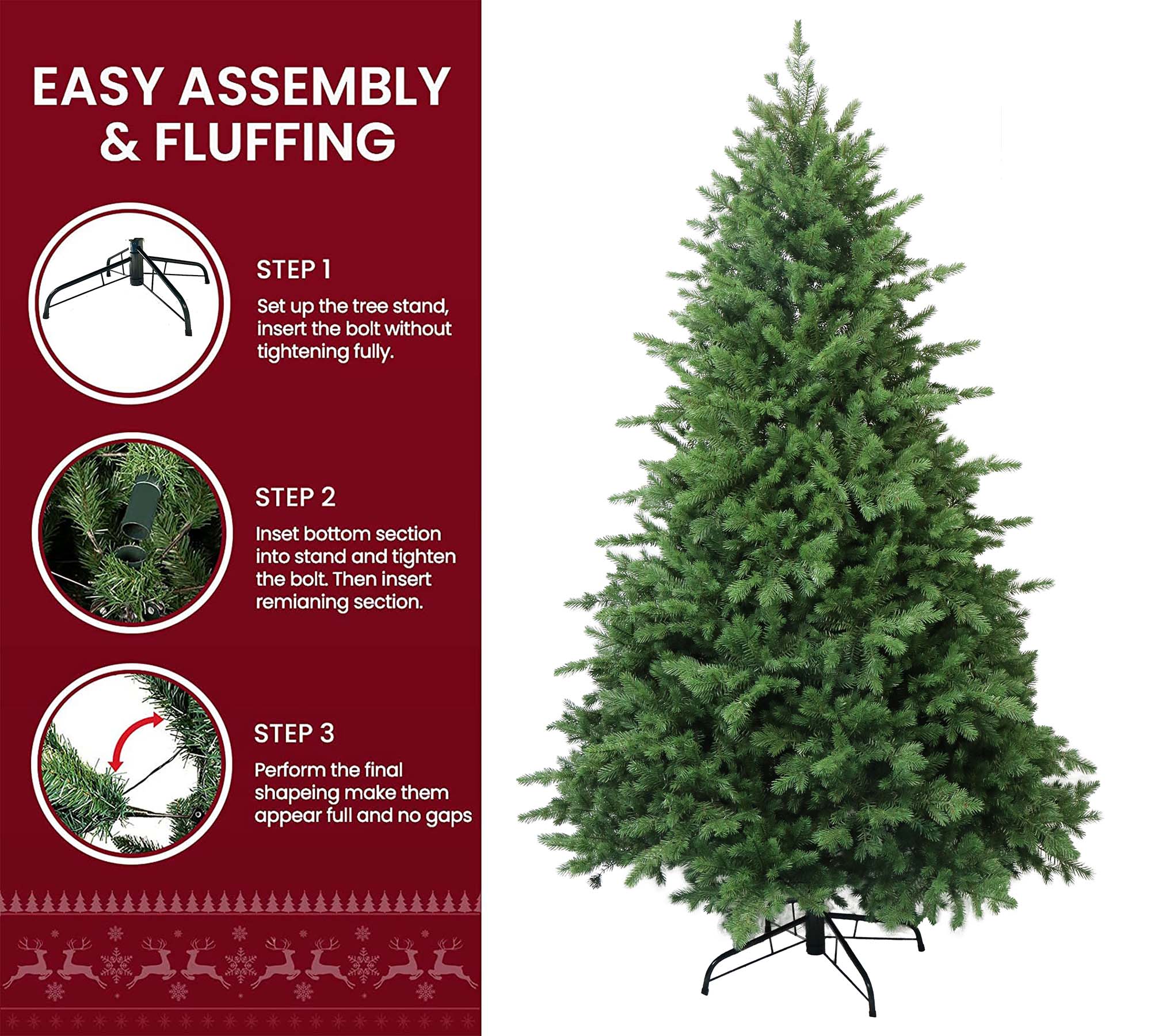 Elevate your holidays with this 6FT (180cm) lush artificial Christmas tree—full, realistic foliage for festive decor. Sturdy stand included; easy setup & storage. Perfect for home, office, or seasonal celebrations!