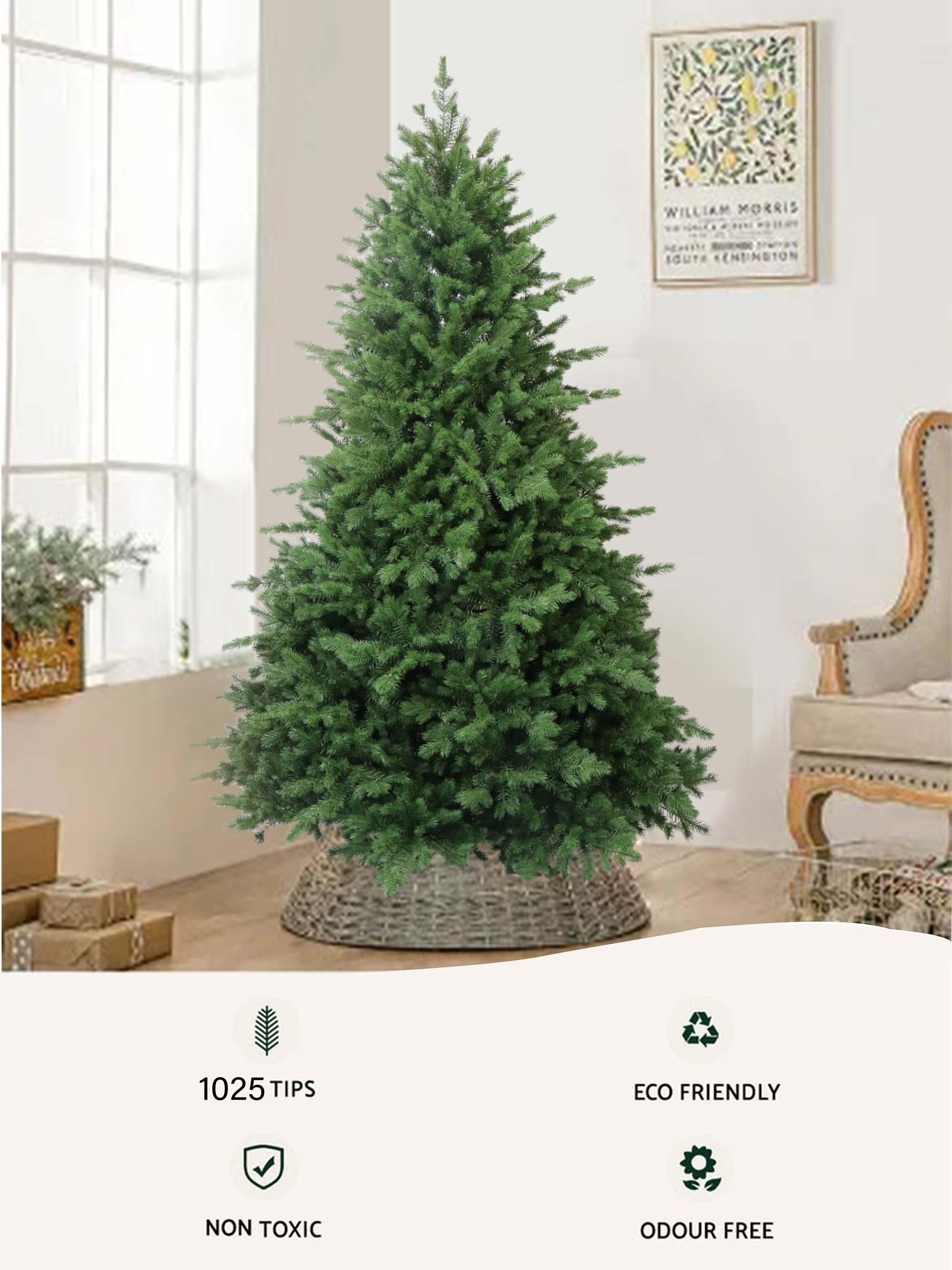 Elevate your holidays with this 6FT (180cm) lush artificial Christmas tree—full, realistic foliage for festive decor. Sturdy stand included; easy setup & storage. Perfect for home, office, or seasonal celebrations!