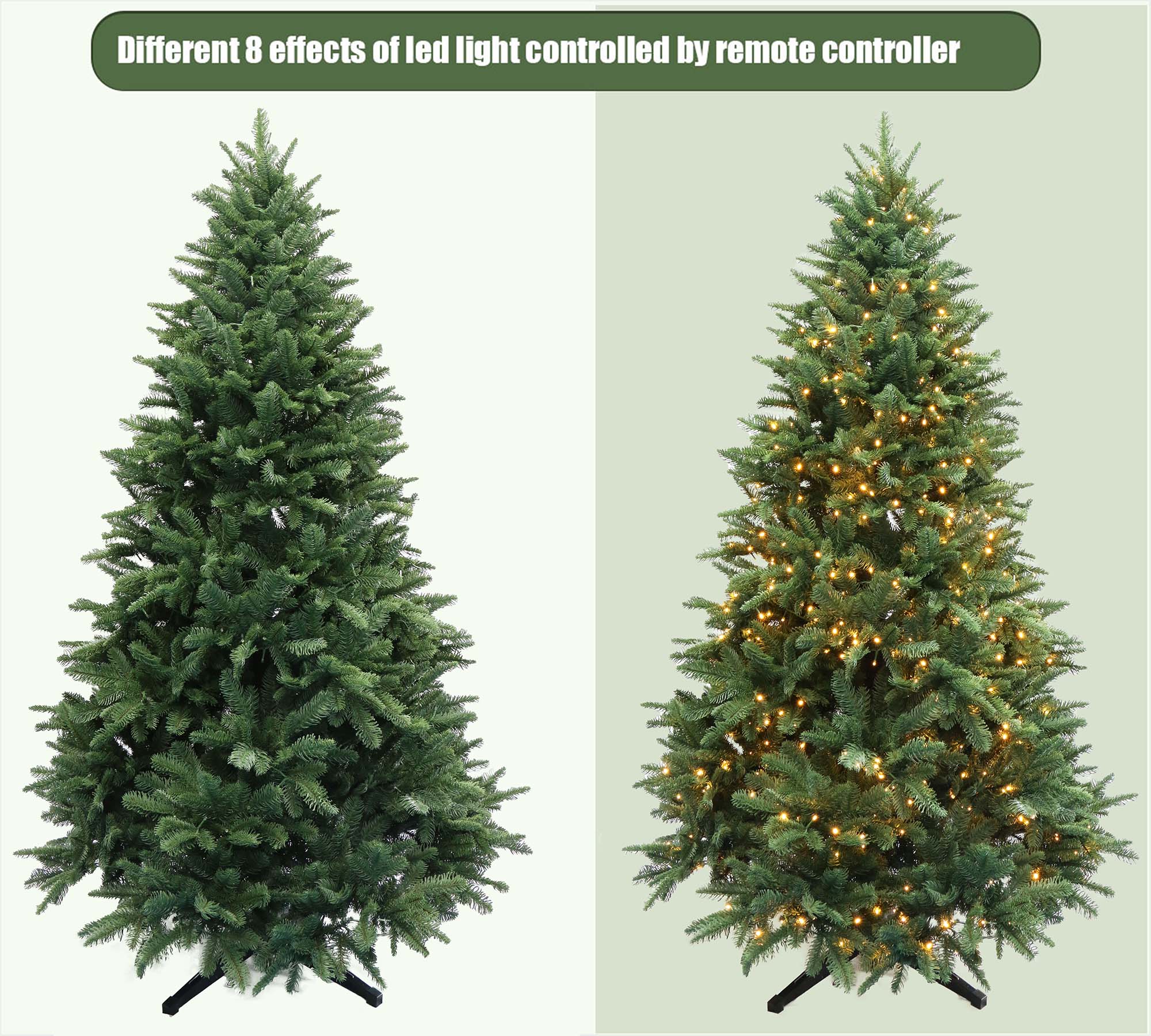 Vorbeleuchteter rotierender Weihnachtsbaum mit 8-Funktions-LED-Lichtern, Musikfunktion und Fernbedienung, realistische künstliche Kiefer für festliche Weihnachtsdekoration