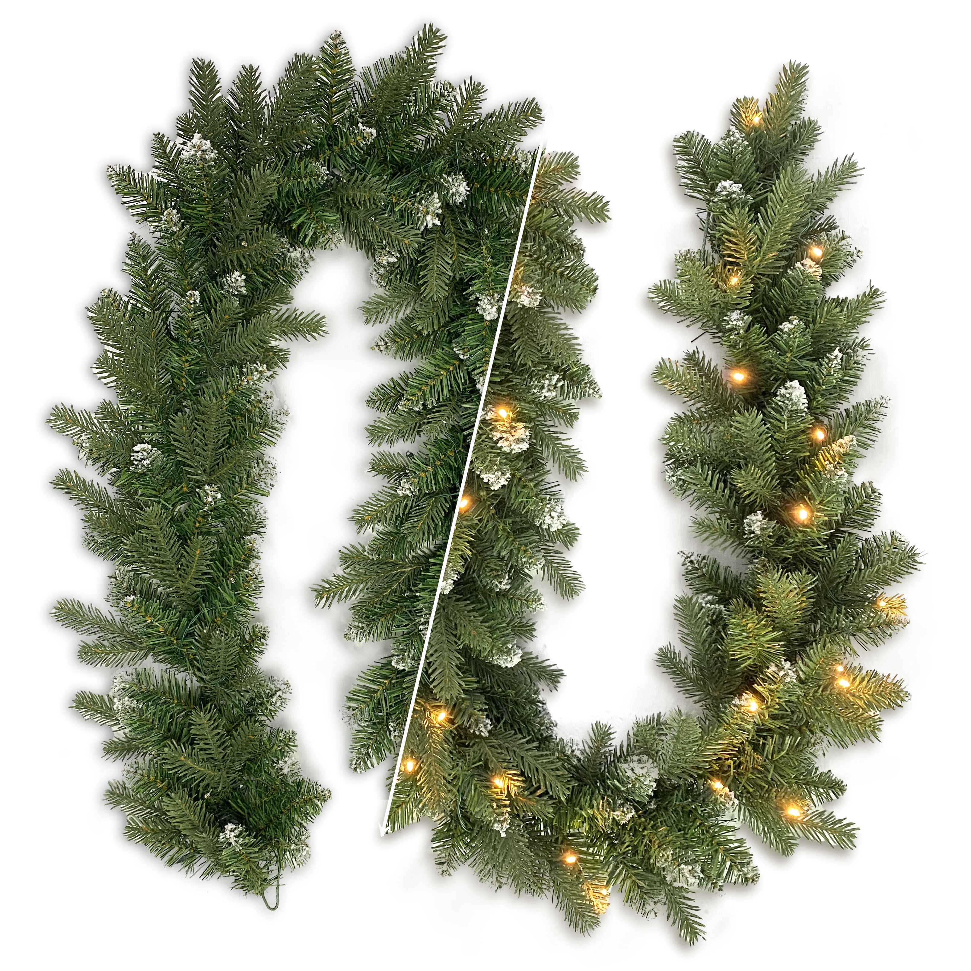 LED-beleuchtete Weihnachtsgirlande, PE+PVC-Konstruktion, umweltfreundlich und animiert. Innen-/Außenbereich, grün, anpassbares Logo. Mindestbestellmenge 300 Stück, Versand von Yantian. Perfekt für Weihnachtsdekorationen mit langlebigem, festlichem Design.
