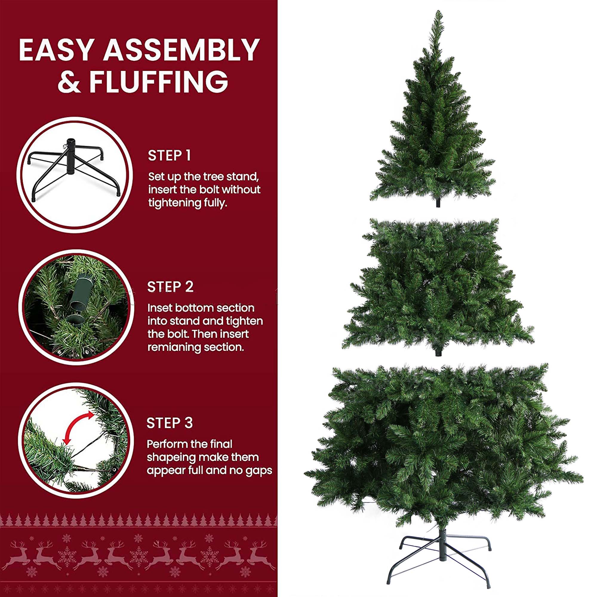 Buy 7ft Pre-lit Artificial Christmas Tree with Warm White LED Lights. Realistic Green Fir, Easy Assembly, Sturdy Metal Stand. Perfect Holiday Decor.
