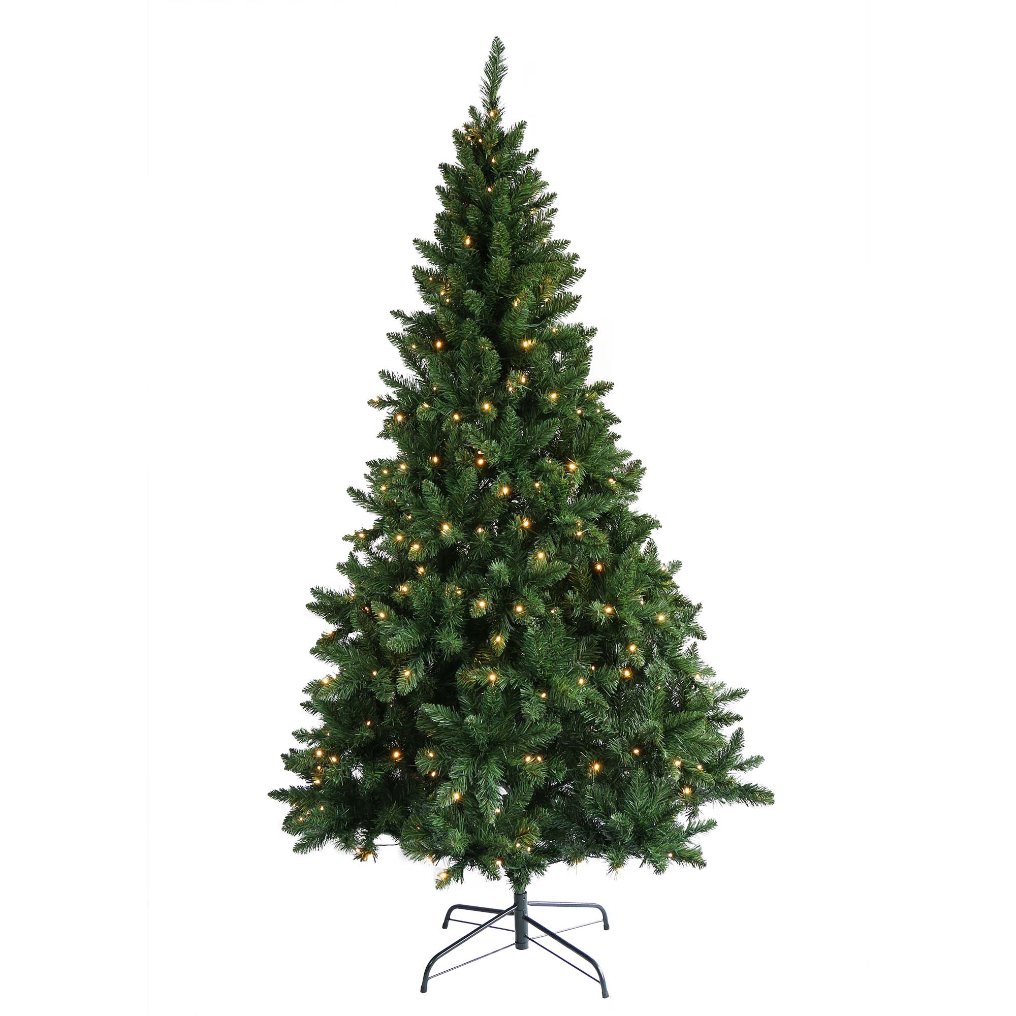Buy 7ft Pre-lit Artificial Christmas Tree with Warm White LED Lights. Realistic Green Fir, Easy Assembly, Sturdy Metal Stand. Perfect Holiday Decor.