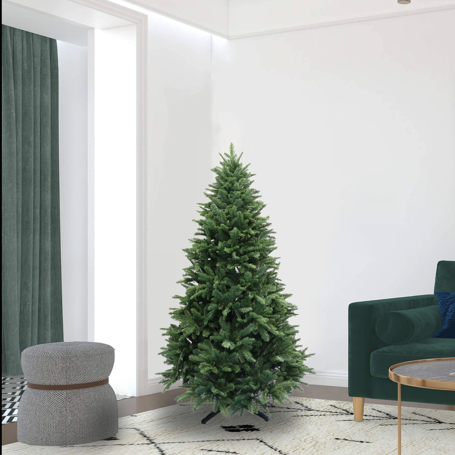 Vorbeleuchteter rotierender Weihnachtsbaum mit 8-Funktions-LED-Lichtern, Musikfunktion und Fernbedienung, realistische künstliche Kiefer für festliche Weihnachtsdekoration