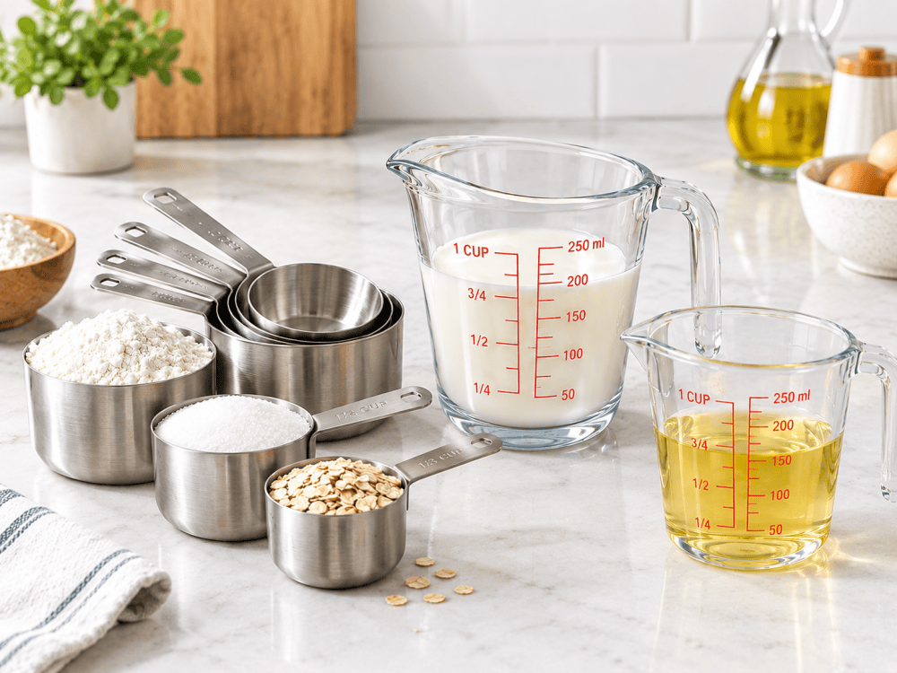 Dry vs. liquid measuring cups for baking and cooking