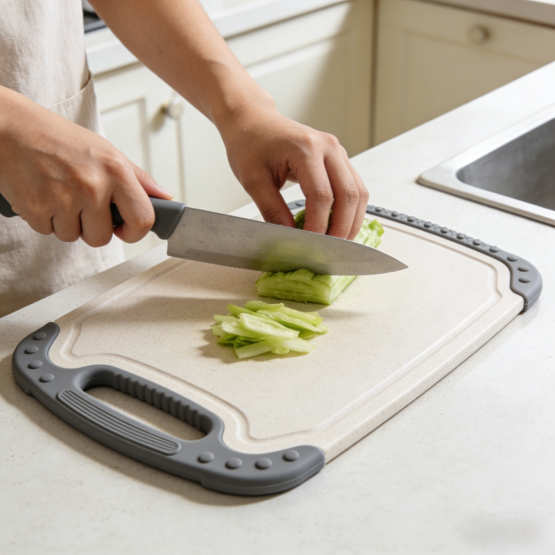 Non slip cutting board with anti slip edge design