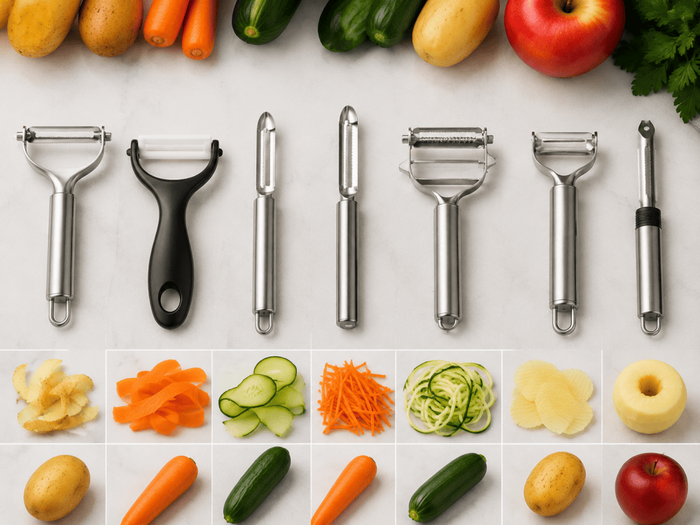 different types of vegetable peelers for home cooks and professional chefs