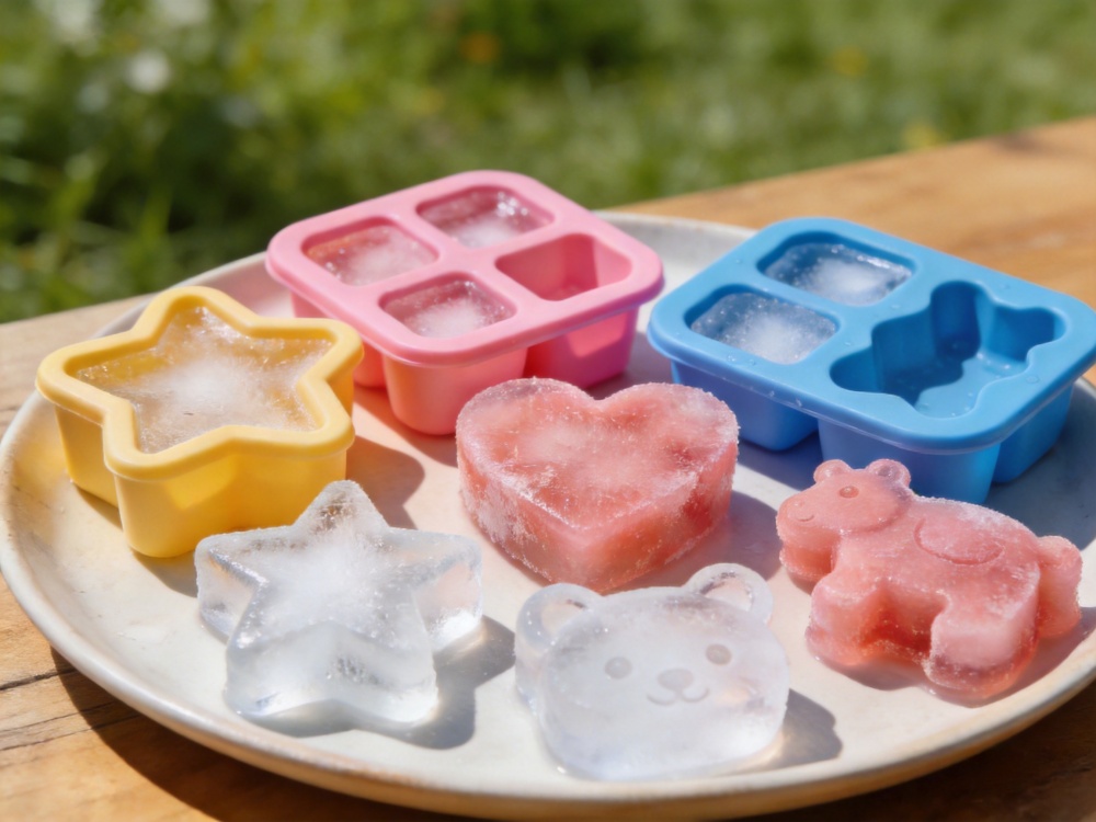 Various silicone molds used for making ice cubes and frozen treats