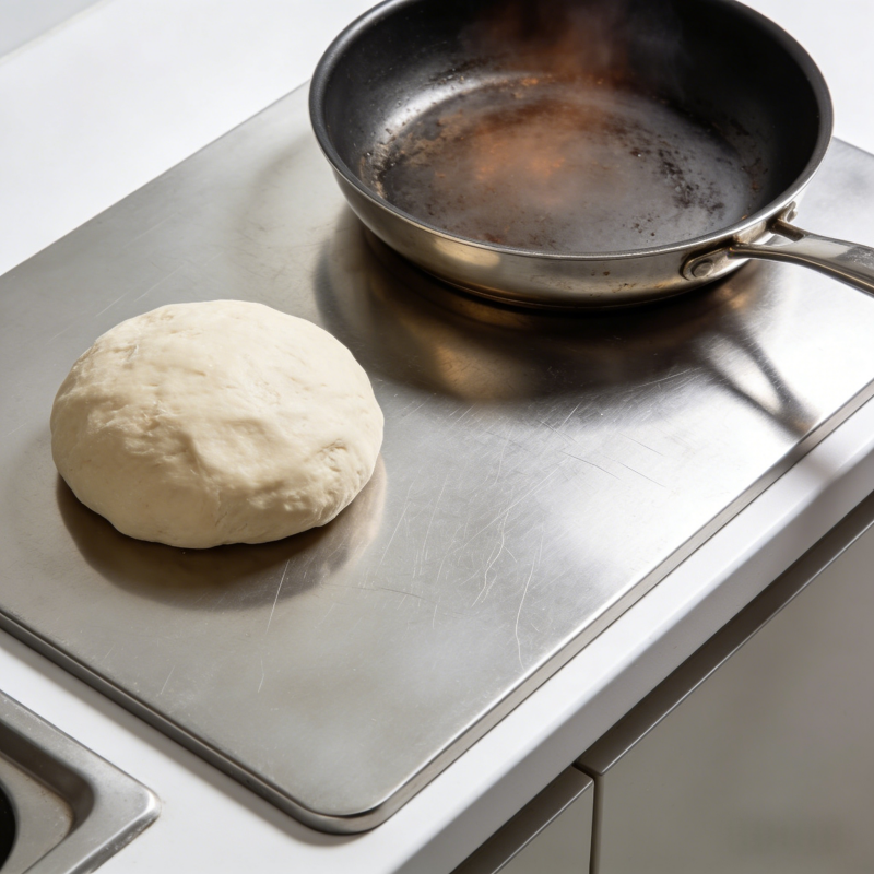 stainless steel cutting board used for dough and hot pans