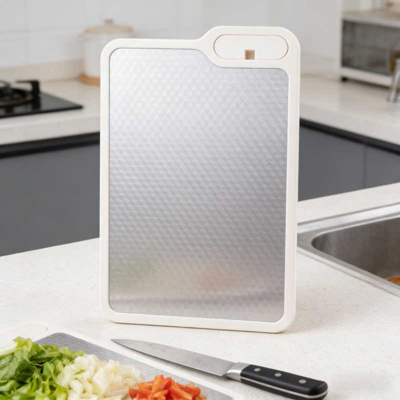 Double sided cutting board for hygienic kitchen food preparation