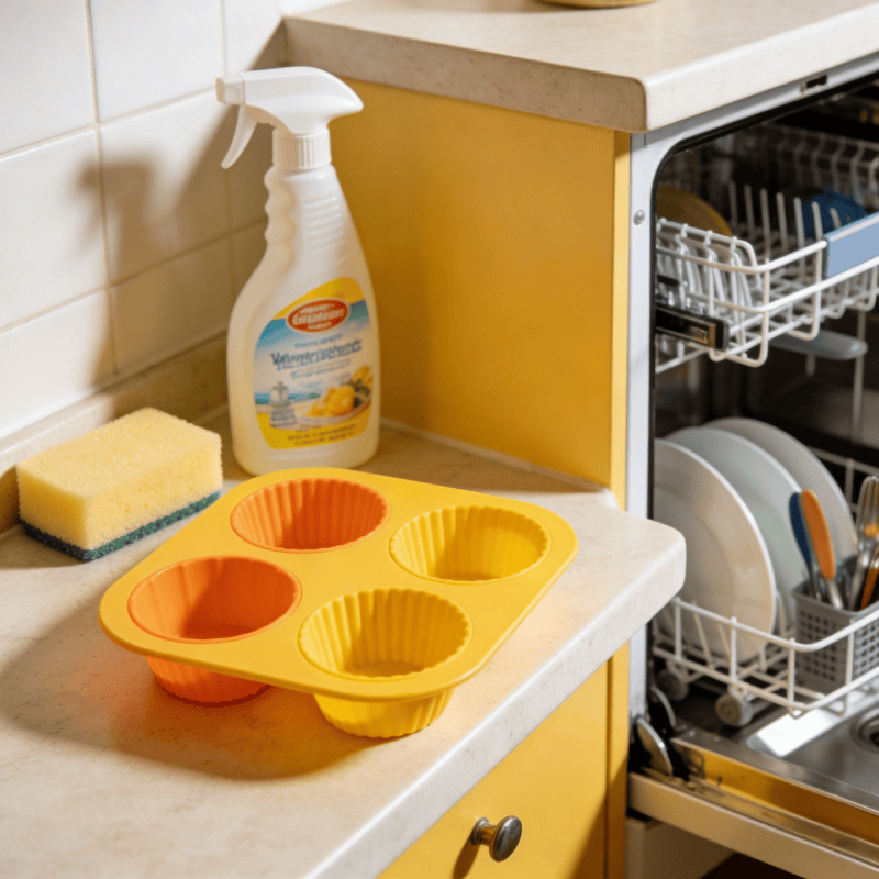 Silicone bakeware cleaning and maintenance demonstration