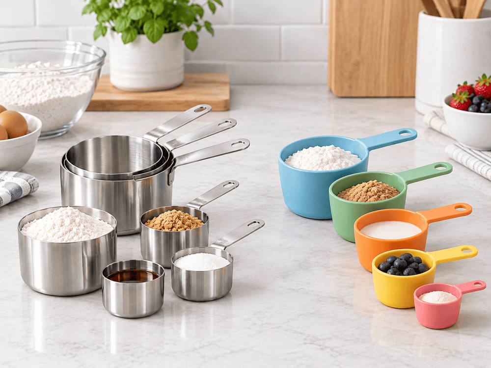 Stainless steel and plastic measuring cups compared