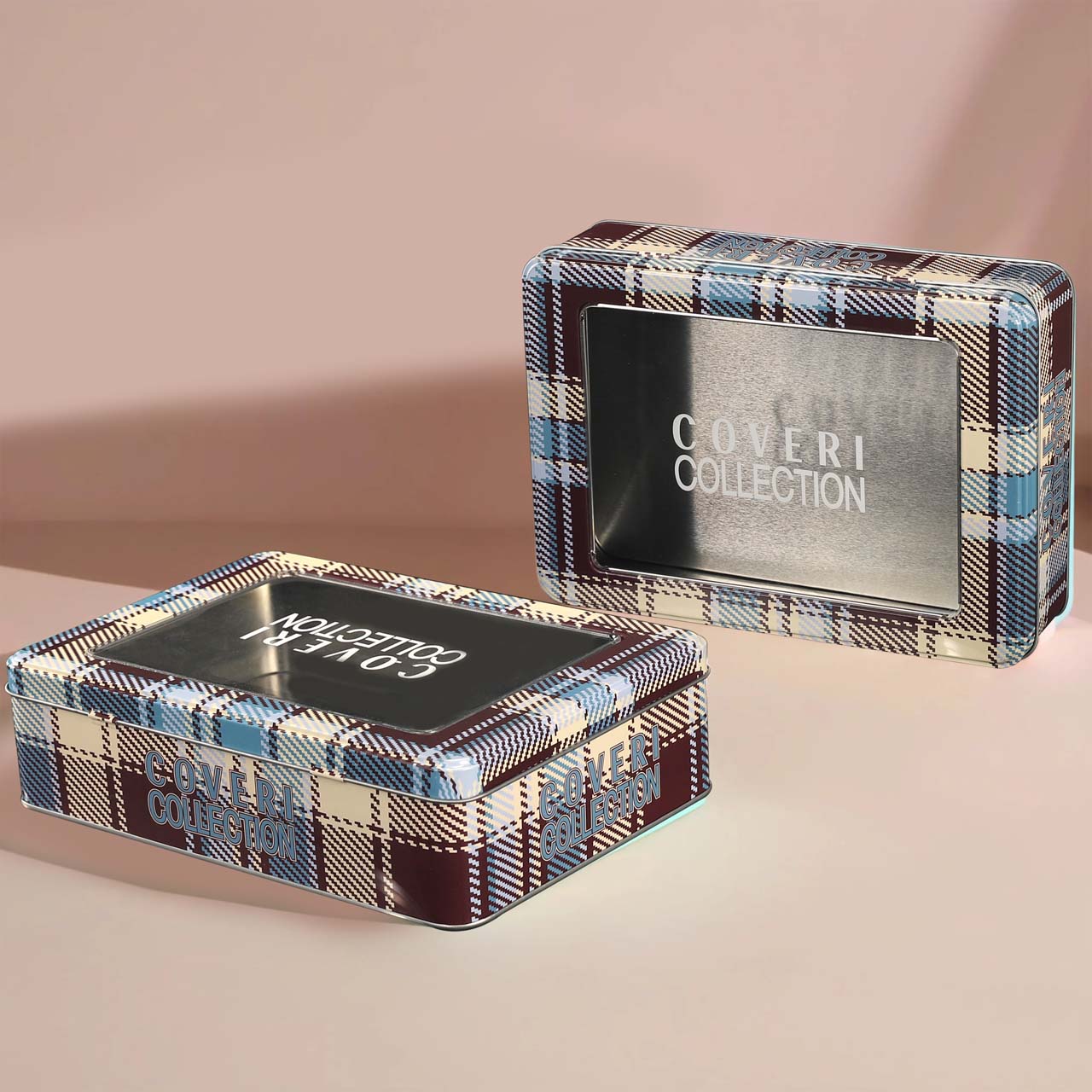 rectangle tin box with plastic window