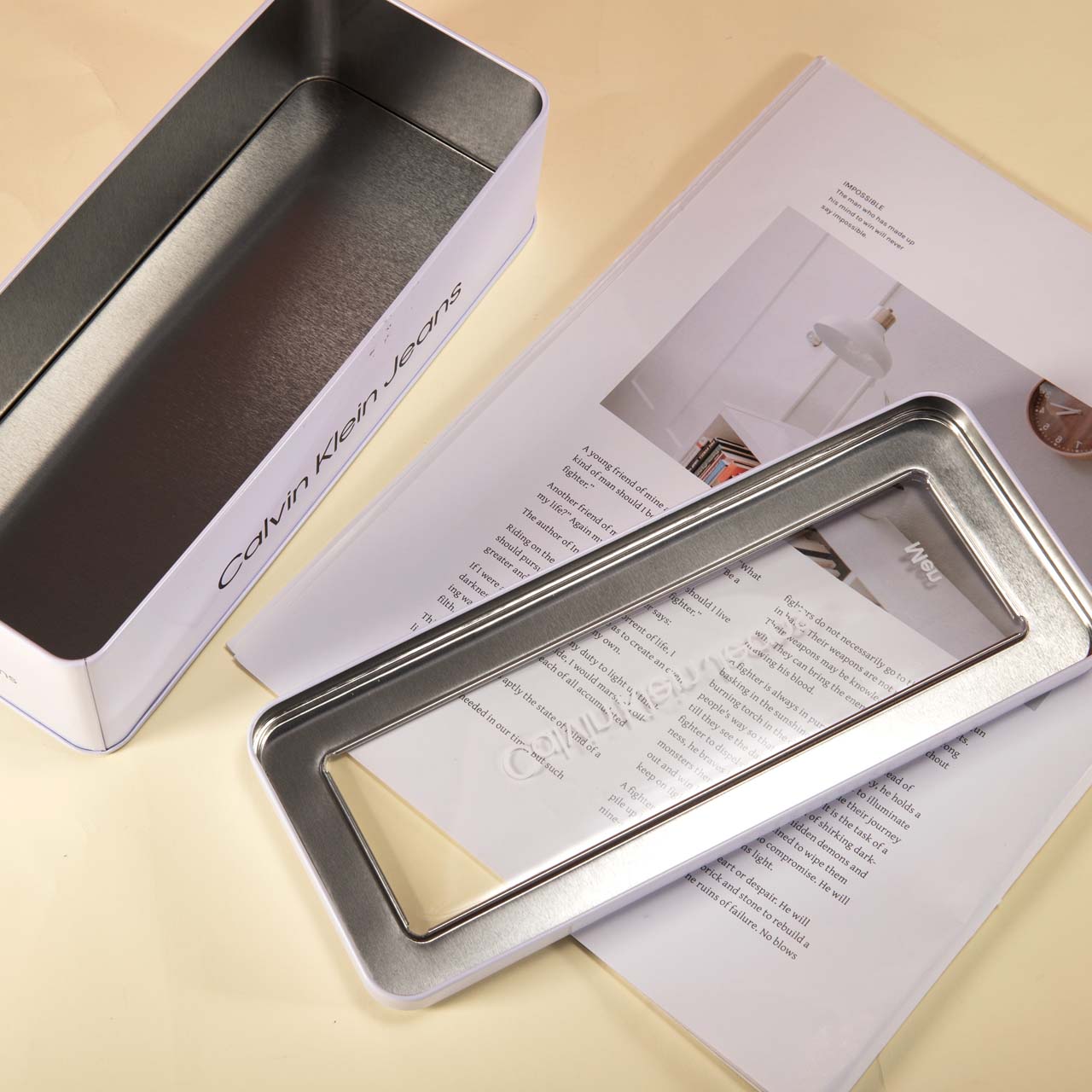 underware tin box with clear window