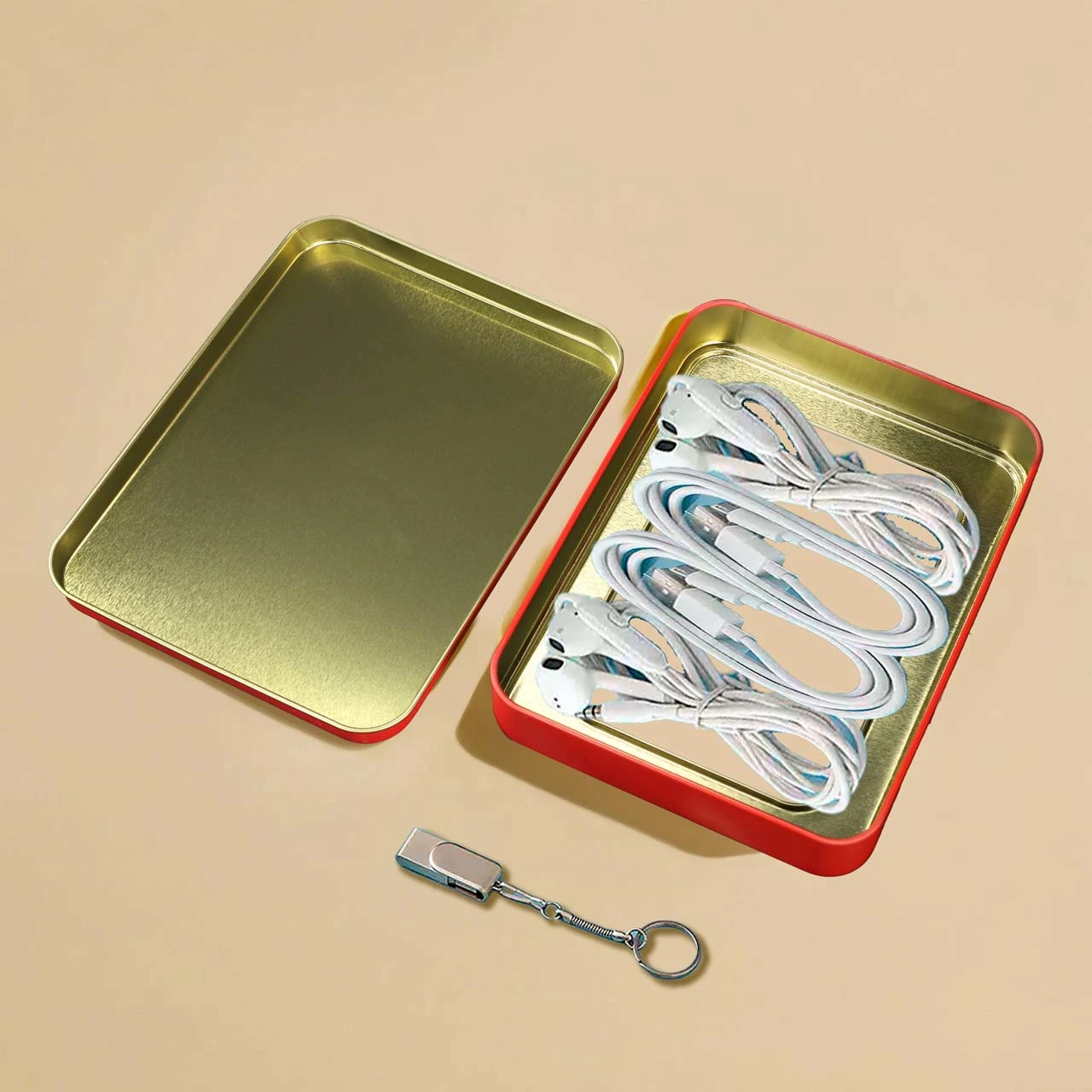small tin box with plastic window