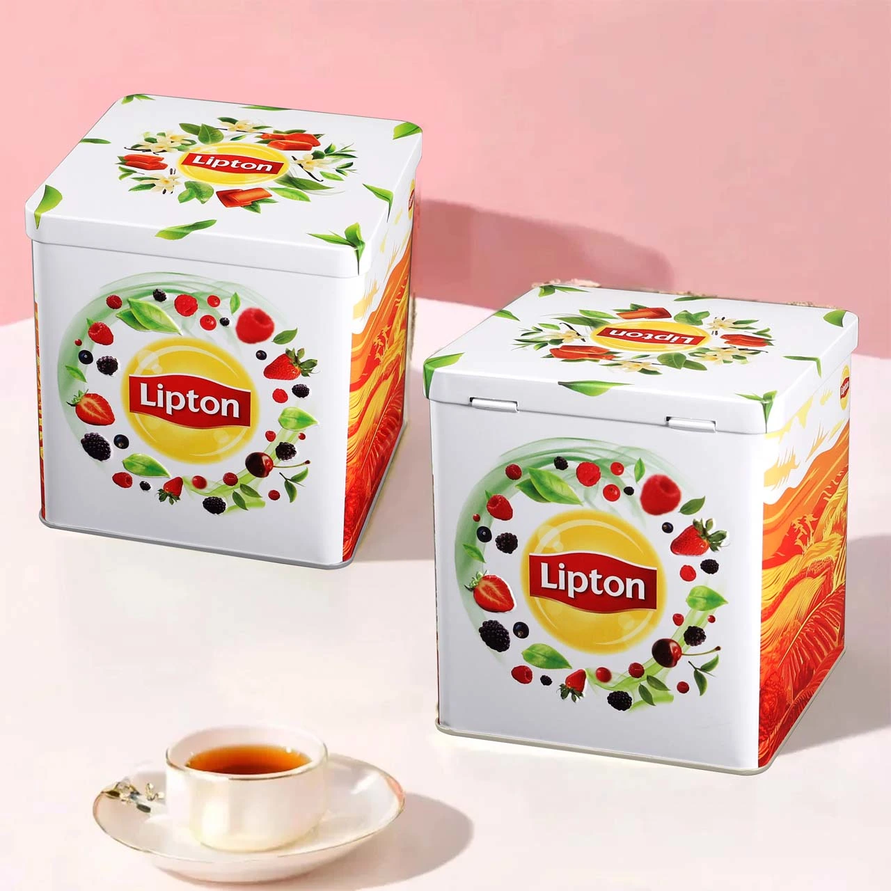 square tea tin box