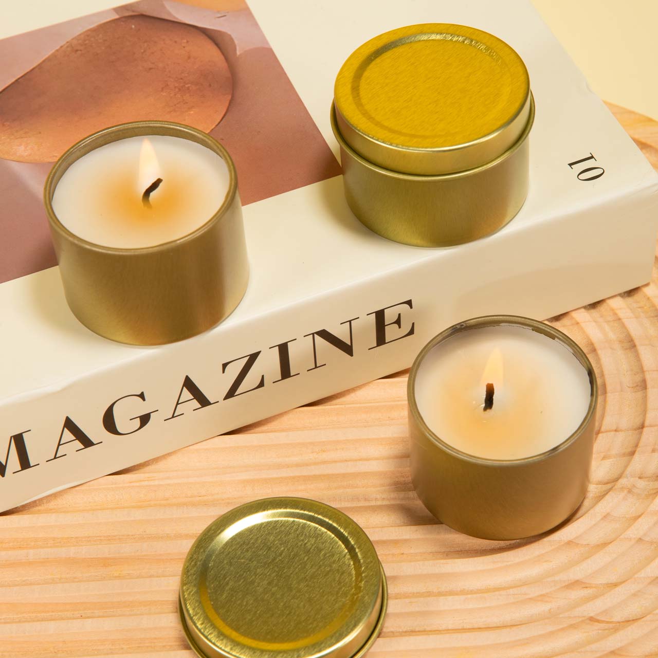 small tin candle box