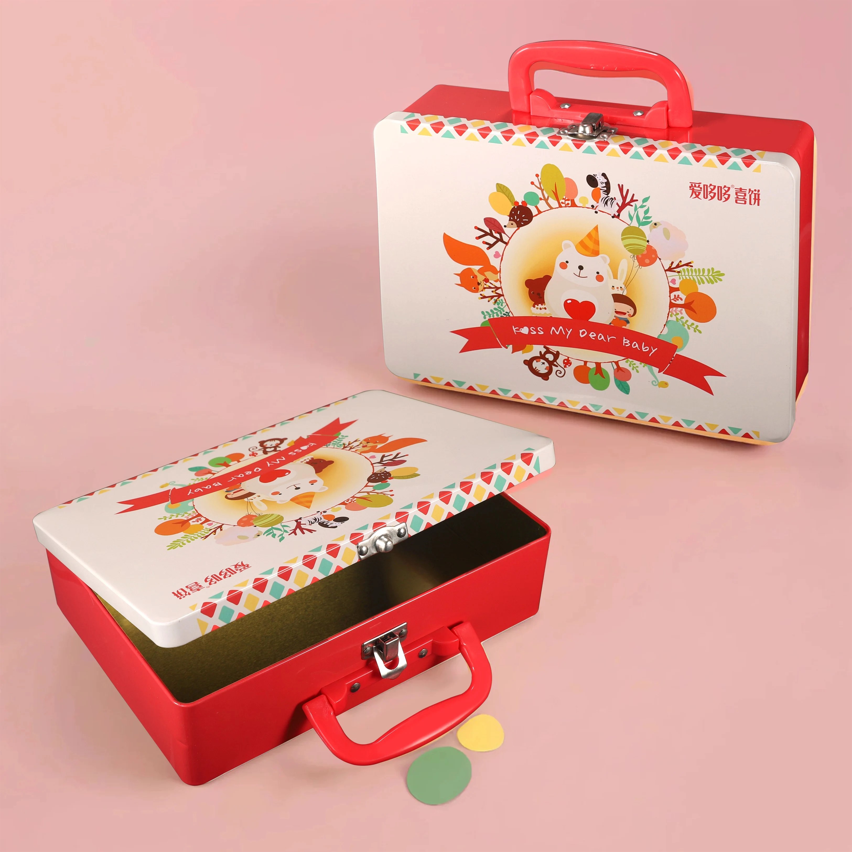Cute red printing lunch box