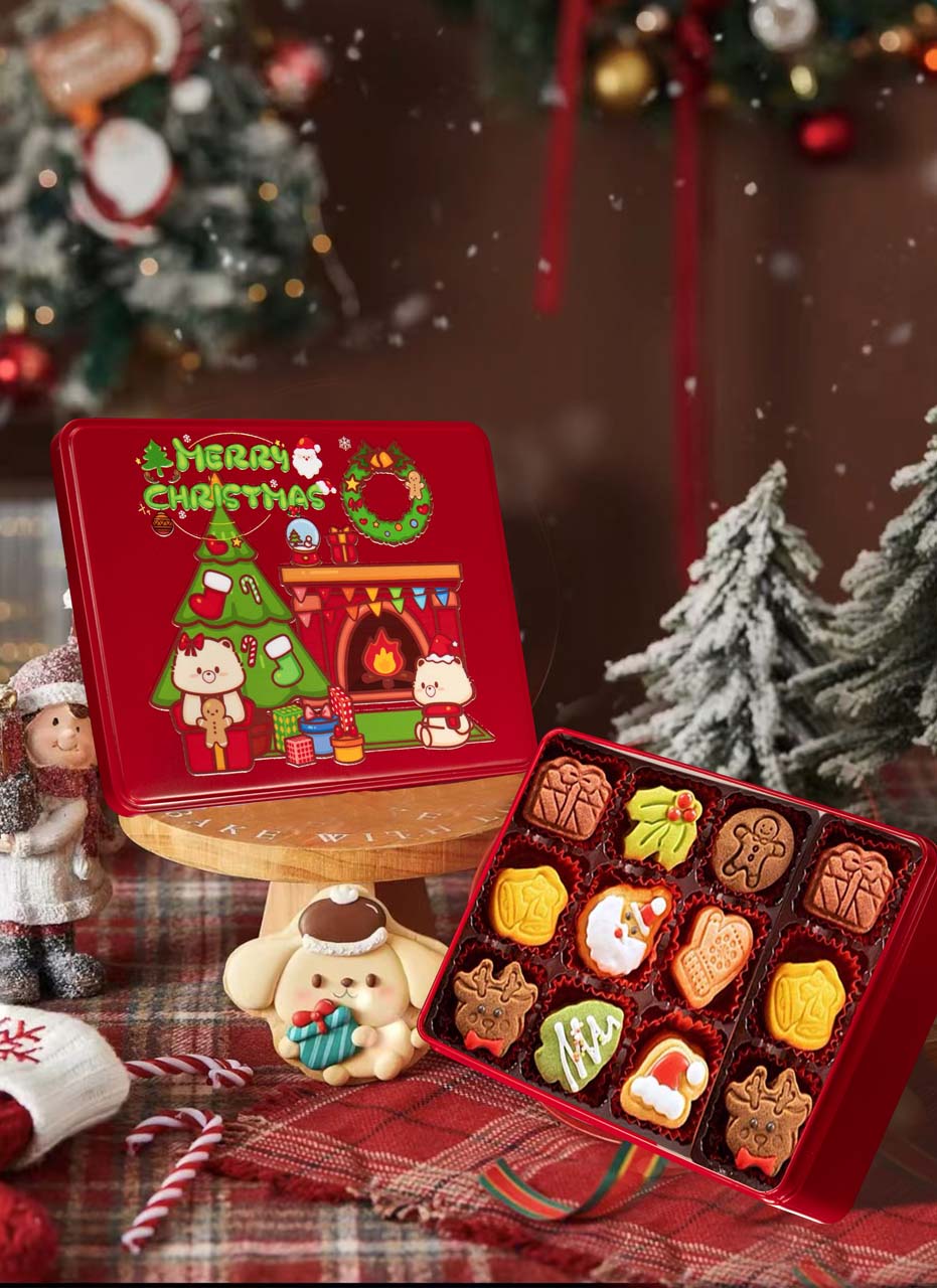 Red Christmas Rectangle tin box