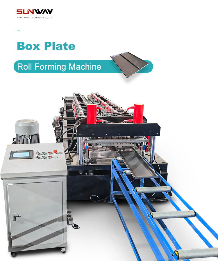 SUNWAY box plate roll forming machine for manufacturing steel warehouse shelving panels