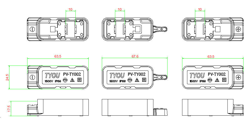 3 split type panel junction box 1500V 20A 25A 30A