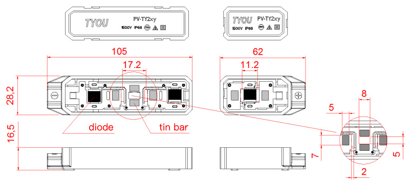 solar panel junction box drawing by solar junction box manufacturer