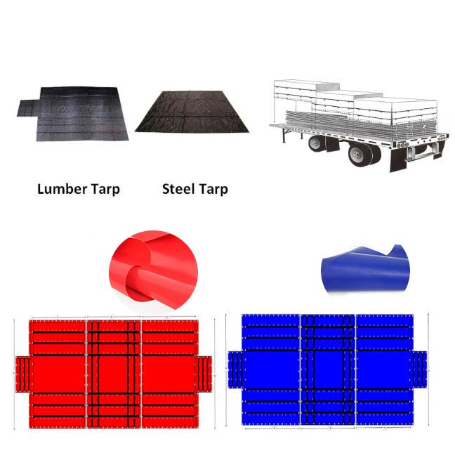 Custom Logo 16oz PVC Tarpaulin Black Heavy Duty 24'x27' Lumber Tarp