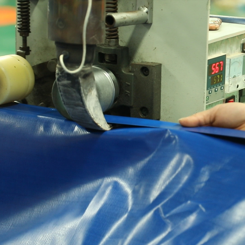 500gsm Heavy Duty Blue PVC Tarp with Reinforced edge rope for roof cover