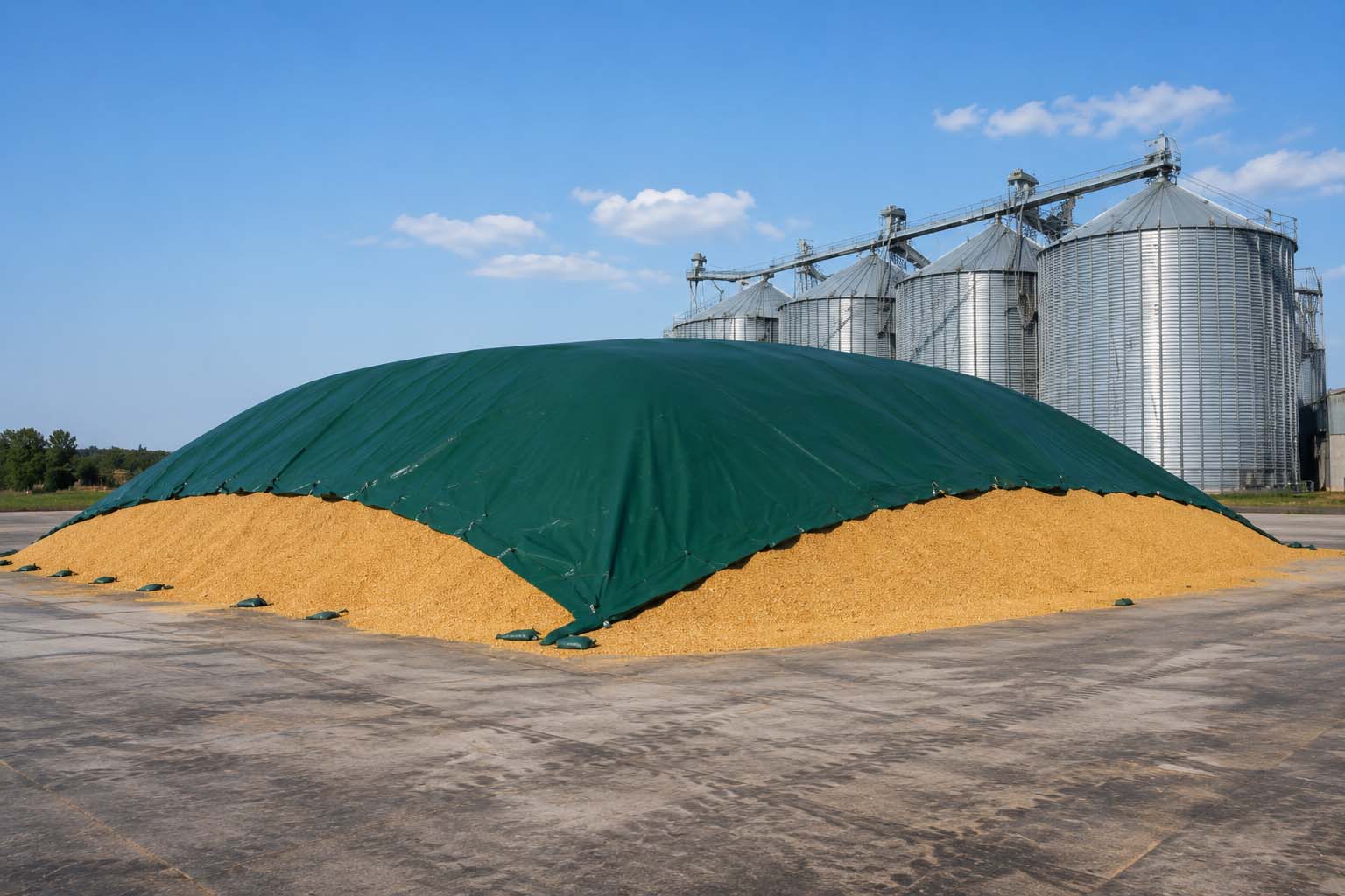 Large format PVC tarpaulin for warehouse and logistics storage protection