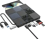 Externes USB 3.0/Typ-C-CD/DVD-Laufwerk mit U-Disk, SD- und TF-Kartenleser, Hochgeschwindigkeits-Brenner und Player für Computer.