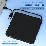 Computadoras portátiles con unidad de CD: grabadora de CD/DVD externa USB 3.0 y tipo C, unidad óptica DVD-RW portátil, universal para computadoras portátiles, PC y de escritorio.