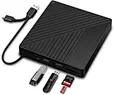 dvd drive for pc: USB 3.0 & Type-C external optical drive, DVD RW burner, SD/TF card reader, portable & fast for laptop CD/DVD reading & writing.