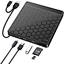 This 2022 slim External optical drive features USB 3.0 & Type-C, fast DVD/CD reading & writing, portable design for laptops and desktops.