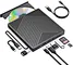 This 7‑in‑1 plug‑and‑play external optical drive for pc doubles as a DVD/CD burner & HUB, perfect for modern notebooks & desktops.