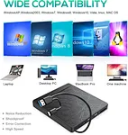 USB 3.0外部DVD驱动器刻录机刻录机DVD RW光驱CD/DVD ROM阅读器播放器，适用于PC笔记本电脑Macbook Dell即插即用usb3.0dvd rw录像机可读写u盘sd卡tf卡CD兼容笔记本电脑Win11和Mac系统高速稳定的外置dvd播放机可读写dvd cd vcd光驱