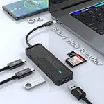 このハブ アダプターは 10Gbps USB-C/USB-A、TF/SD カード リーダーを備えた 6 ポートを備え、日常使用に高速データ転送を提供します。