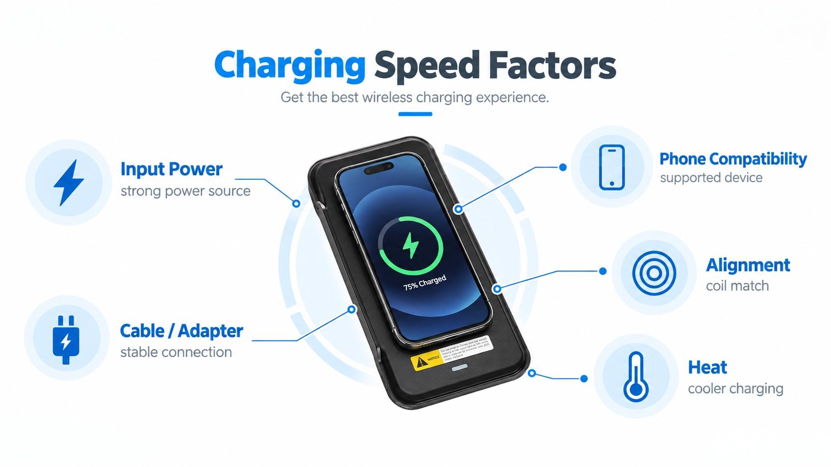 car wireless charger charging speed factors including input power phone compatibility alignment cable and heat for a magnetic wireless charger