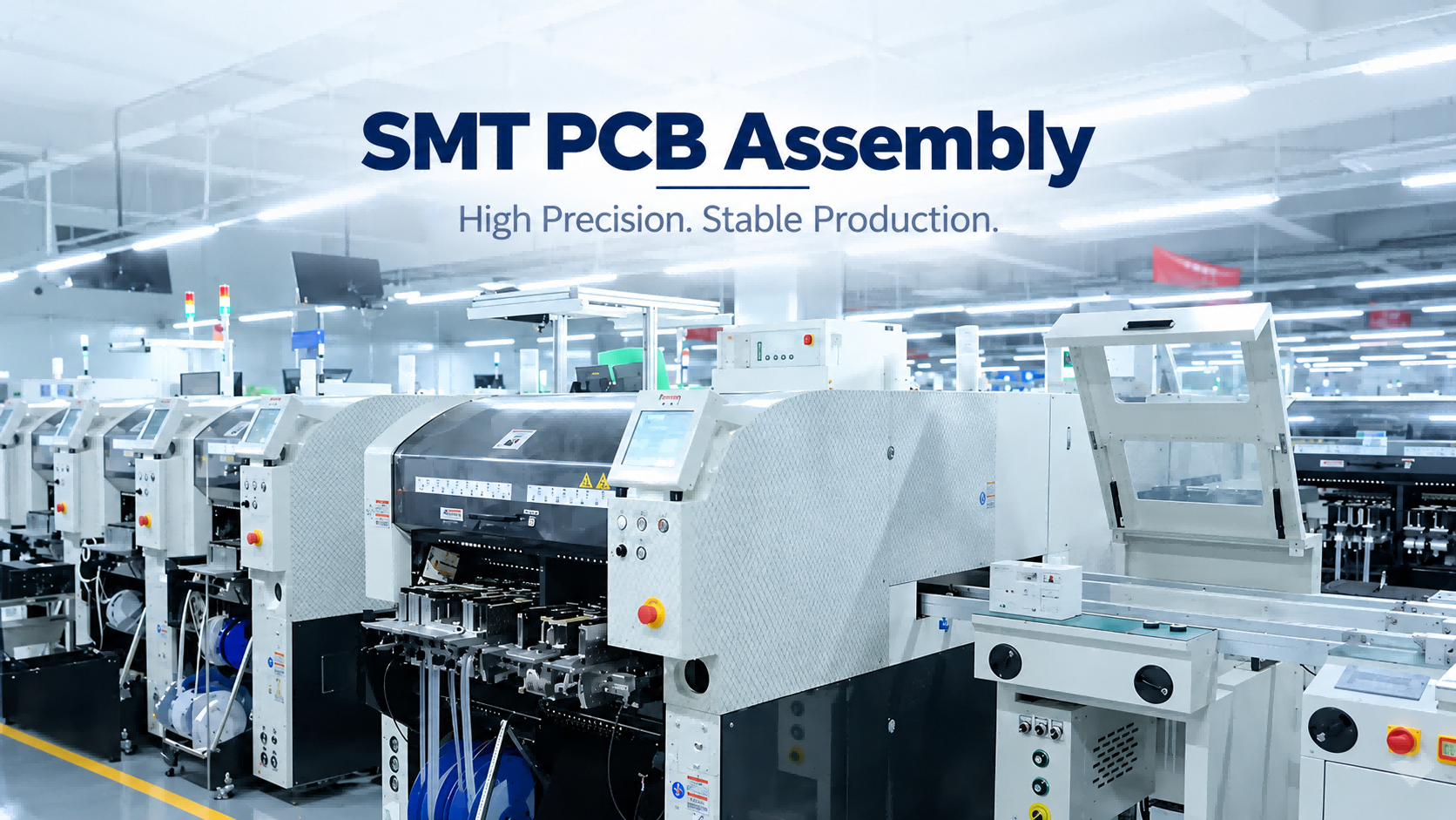 SMT PCB assembly production line for automated component placement and PCBA manufacturing