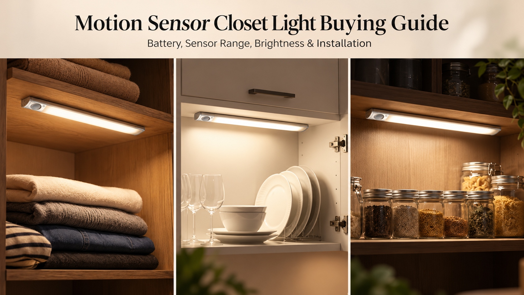 motion sensor closet light for wardrobe cabinet and storage shelf