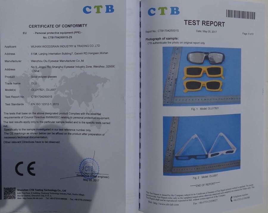 Filtro solar Prueba de protección UV Certificación ISO Laboratorio Inspección de seguridad de gafas