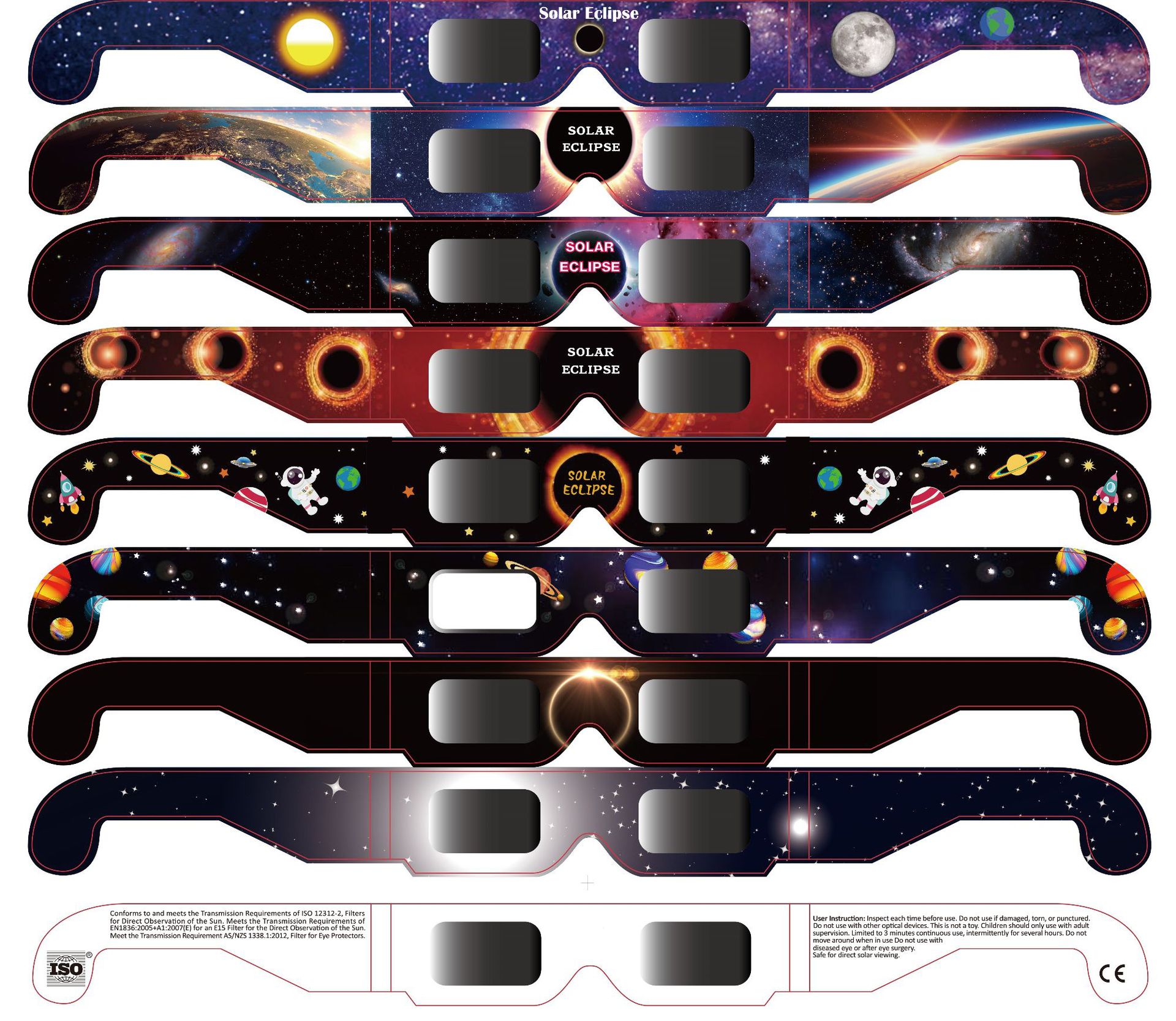 Gafas de eclipse solar de marca privada, embalaje, marca OEM, distribución al por mayor
